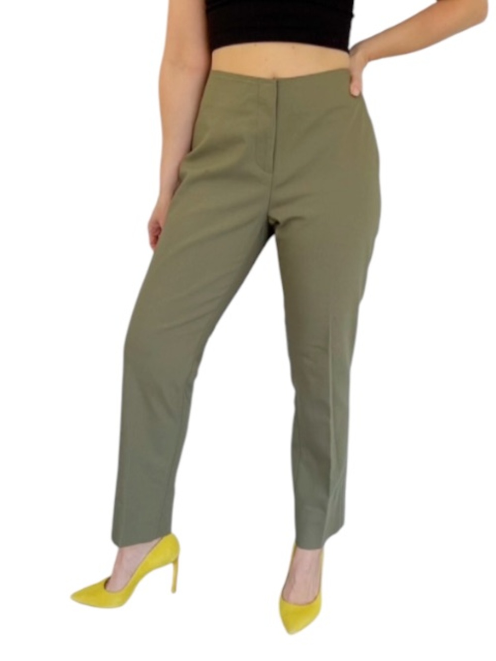 Nue Options sage green cotton stretch straight leg dress pants size 10
